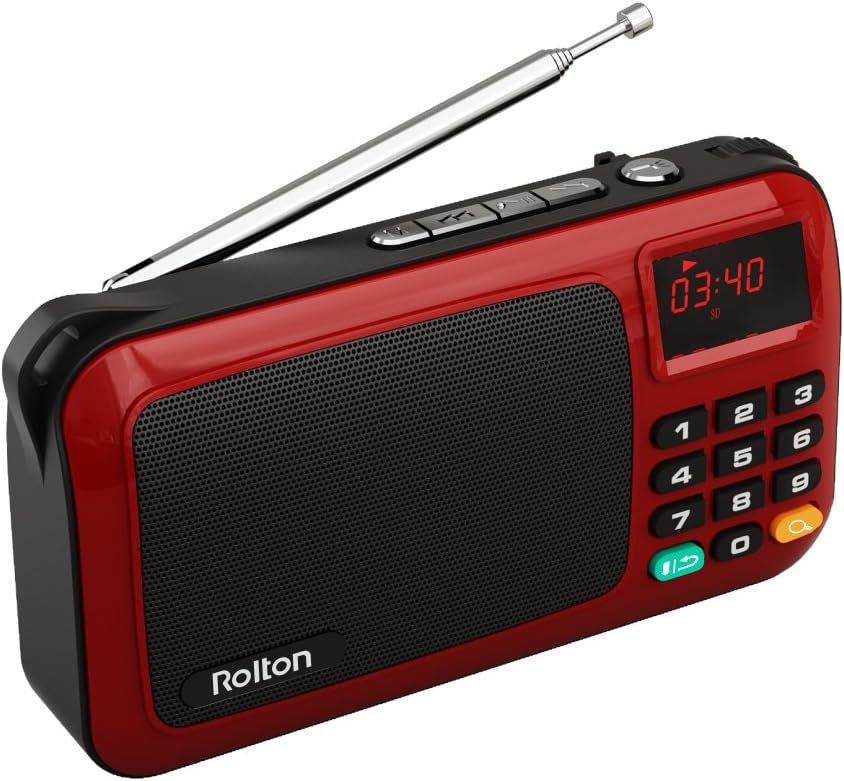 Rolton W405 Portable Mini FM Radio Speaker Music Player TF Card For PC iPod Phone with LED Display (Red)