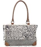 3375 Myra Bag Canvas Tote with Cream Printed Lining 253375 Amazon.com: Myra Bag Retro Upcycled Canvas Weekender Bag S  main image 3