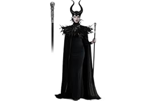 UQJE Black Gothic Witch Costume Raven Costume Halloween Feather Shawl Mesh Cape with Horns Set