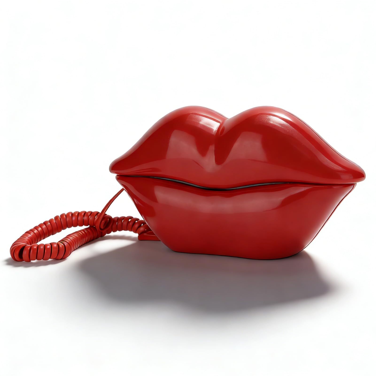 Dpofirs Landline Telephone, Corded Telehone Fashionable Funny Lip Shape Telephone, Desktop Landline Phone for Home Decoration Birthday Gift