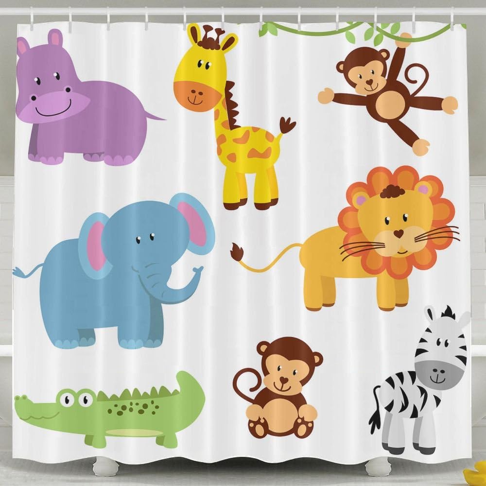 Mecia Zoo Water-Repellent Antibacterial And Mildew Resistant Fabric Shower Curtain,6072 Inch