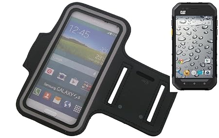 K-S-Trade Für Caterpillar Cat S30 Neopren Jogging Armband Sportarmband Oberarmband schwarz für Caterpillar Cat S30 mit Reflek