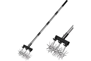 Walensee Rotary Cultivator Garden Tool – Adjustable Hand Tiller for Gardening & Lawn Care with Rustproof Aluminum Blades, Telescopic Handle, Lightweight Nylon Base – Soil Aerator & Grass Reseeder