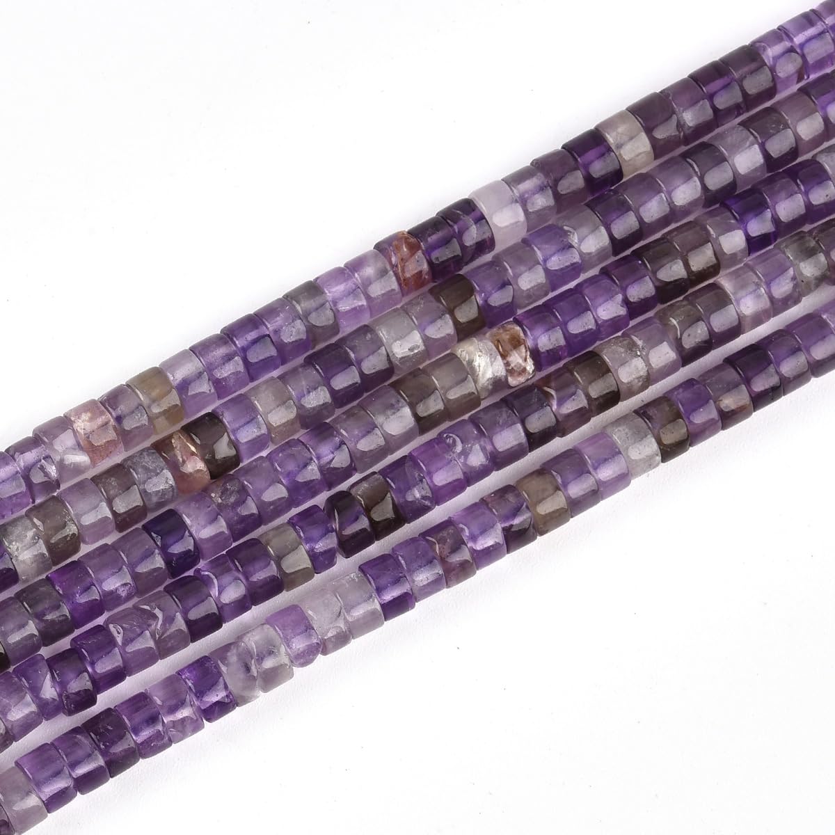 Photo 1 of 152pcs 4x2mm Natural Amethyst Heishi Disc Rondelle Spacer Stone Semi Precious Gemstone Loose Beads for Jewelry Making 15 Inch