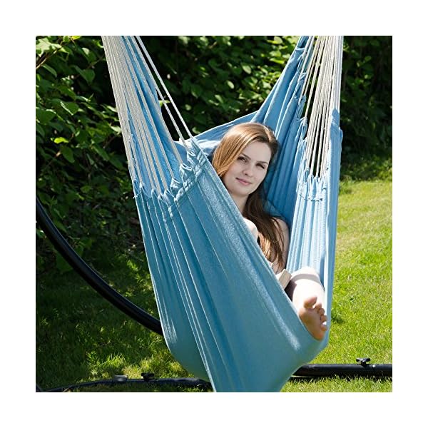 Eyepower XXL Hängesessel 185x130cm Hängestuhl bis 150 kg Baumwolle Hängesitz 2 Personen Hängematte Hängeschaukel Pazifik… – Bild 6