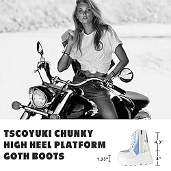 Tscoyuki Platform Ankle Boots for Women Chunky High