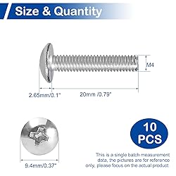 MroMax 10Pcs M4 x 20mm Truss Head Phillips Machine
