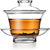 Moyishi Chinese Gaiwan Traditional Tea Cup Comprised of Cup, Saucer and Lid Sancai wan (Glass)