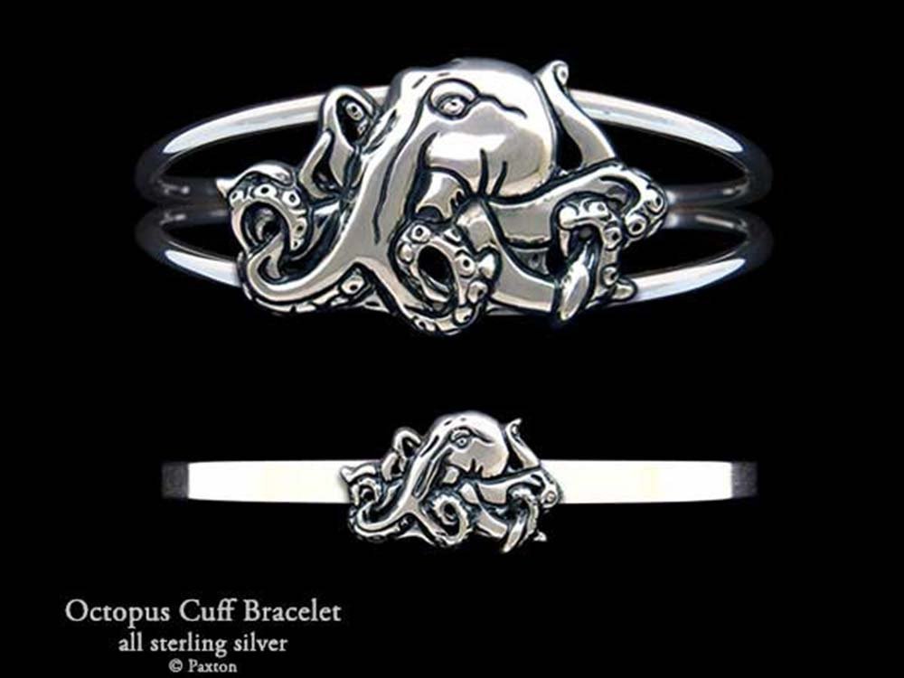 Octopus Sterling Silver Cuff Bracelet by Paxton Handmade