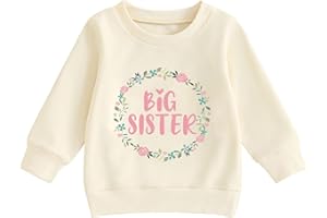 Sineeko Big Sister Sweatshirt for Toddler Baby Girl Outfits Big Sis Announcement Pullover Gifts 2-7T