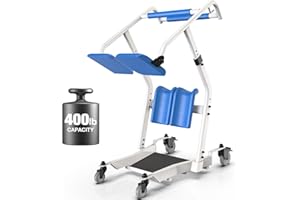 WHLICKS Upgraded Sit to Stand Patient Lift, One-Step Stand Assist Lift for Elderly,Lift Assist Transfer Device with Wheels, Home Care Use Transport Chair Stand Assist for Seniors, Adults & Disabled