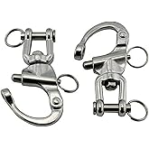 2Pcs Marine Swivel Snap Shackle， 316 Stainless Steel Quick Release Diving Clips Swivel Snap Hook for Sailboat Spinnaker Halyard Yacht