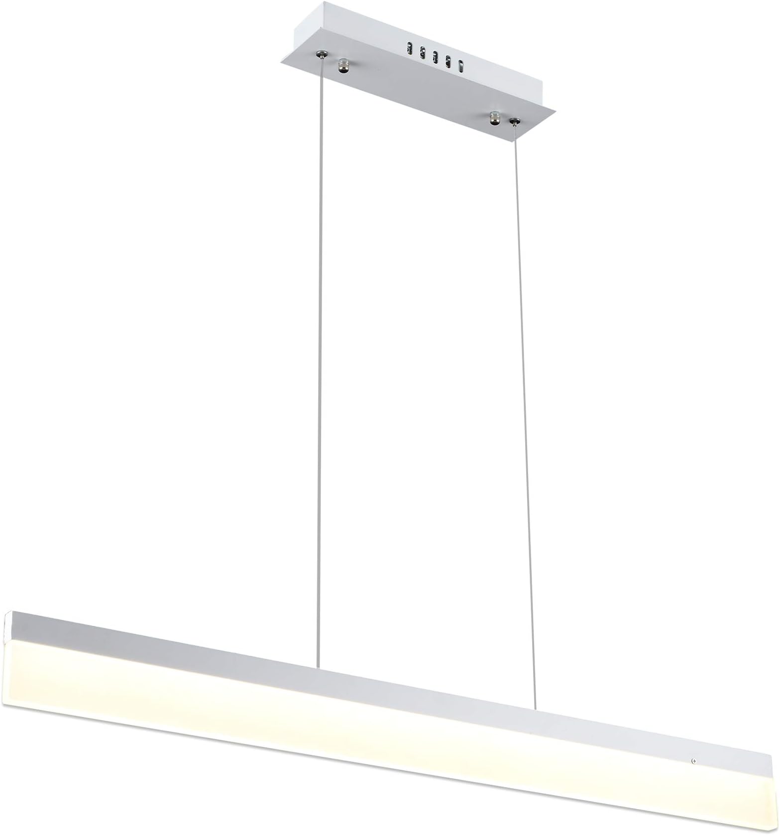 ART LAMPS® LED Modern Office Pendant Light, Ultra-thin Acrylic and Metal Chandelier Ceiling Light Fixture for Home and Studio, Illumination Area 25-30㎡ Adjustable Height During Installation (White)