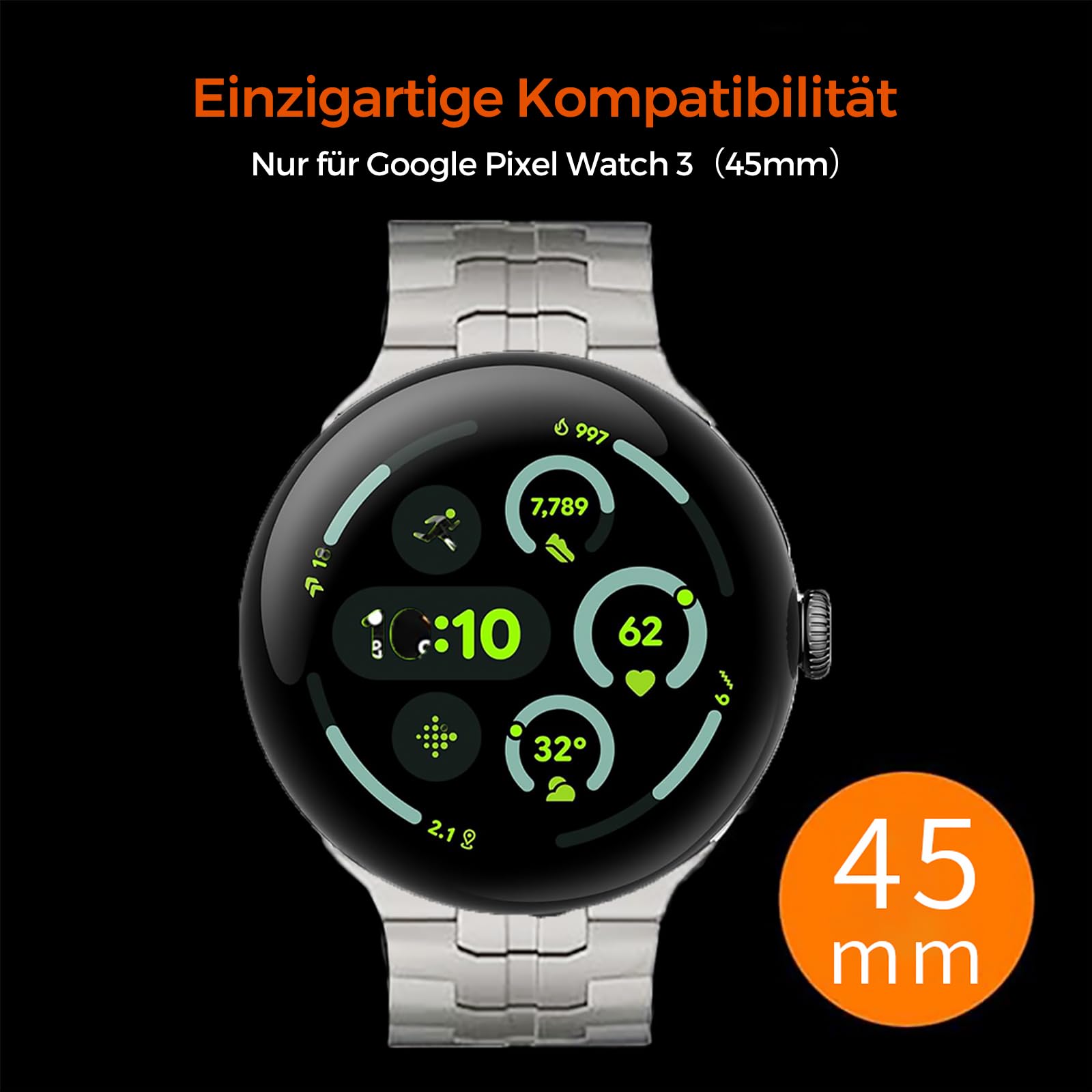 synsing Titanium Bracelet Compatible with Pixel Watch 3 45 mm Bracelets, Titanium Metal Watch Replacement Strap for Pixel 3/2/1 41 mm Strap Accessories for Men and Women