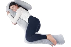 EKEPE Swan Body Pillow with Cover, 68 Inches Memory Foam Full Body Pillow for Side Sleeper, Long Pregnancy Pillow with Contour Support for Back, Knee, Leg Relief - Middle Grey