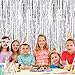 pozzolanas 4 Pack Foil Fringe Curtain Metallic Tinsel Fringe Curtains Shimmer Party Photo Backdrop Curtains for Birthday, Christmas, New Years, Weddings Party Decorations(Silver)