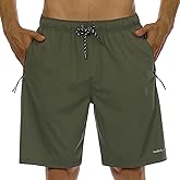 HODOSPORTS Mens No Liner Swim Trunks Quick Dry 9 Inch with Zipper Pockets Bathing Suits for Men Lineless Swim Shorts