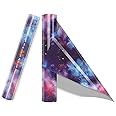 Tintnut Glow in The Dark Galaxy Heat Transfer Vinyl Roll - 12 Inch x 5 ft Dark Purple Night Starry Sky HTV Iron on Vinyl Pattern Printed DIY T-Shirts Canvas Bags Craft for Cricut or Silhouette Cameo