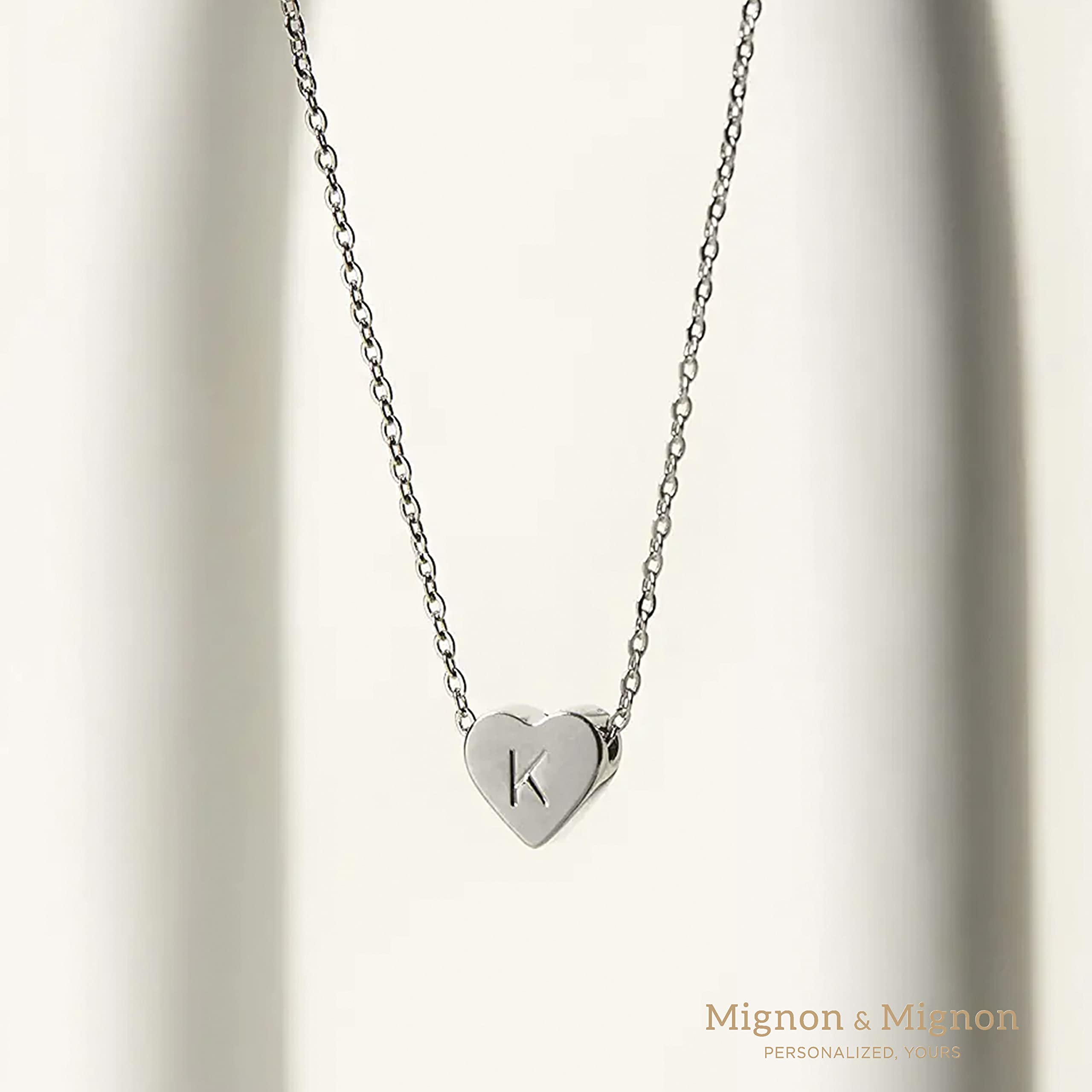 MignonandMignon Dainty Heart Initial Necklace Birthday Gift for Mom Women Anniversary Flower Girl Friendship Necklace for Bridesmaid -FHN