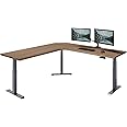Vari ComfortEdge L-Shape Desk- Varidesk Electric Electric Height Adjustable Corner Desk- Home Office Workstation- Durable LaminateTop, Reversible Orientation- Walnut, 80”x80”