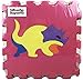 Dinosaur Zoo Educational Foam Puzzle Floor Mat for Kids + 10 Piece 12x12 Squares Blocks