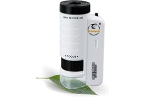 Grampus 60x-200x LED Pocket Microscope Portable Handheld STEM Toy for Kids Adults, Mini Microscope for Student Science Lab for Educational Microbiological Observation Outdoor Exploration