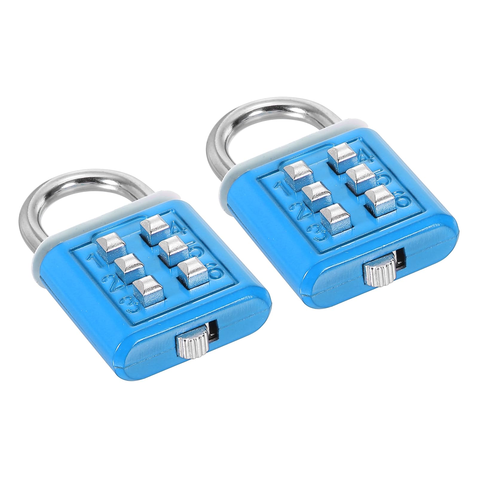 PATIKIL 6 Digit Button Combination Padlock, 2 Pack 3 Position Locking Mechanism Push Button Security Digital Lock for Gym Sports Locker Cabinet Toolbox, Blue