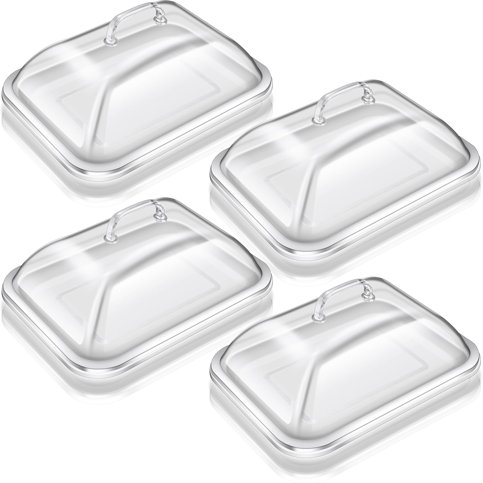 Photo 1 of Tiangrid 4 Pack Clear Acrylic Serving Tray with Dome Lid Rectangular Food Tray for Cake Dessert Buffet Serving Food Banquets Parties Restaurant Display,10.83 x 8.46 x 5.59 in