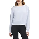 Danskin womens Cropped Luxe Crew Neck Sweatshirt