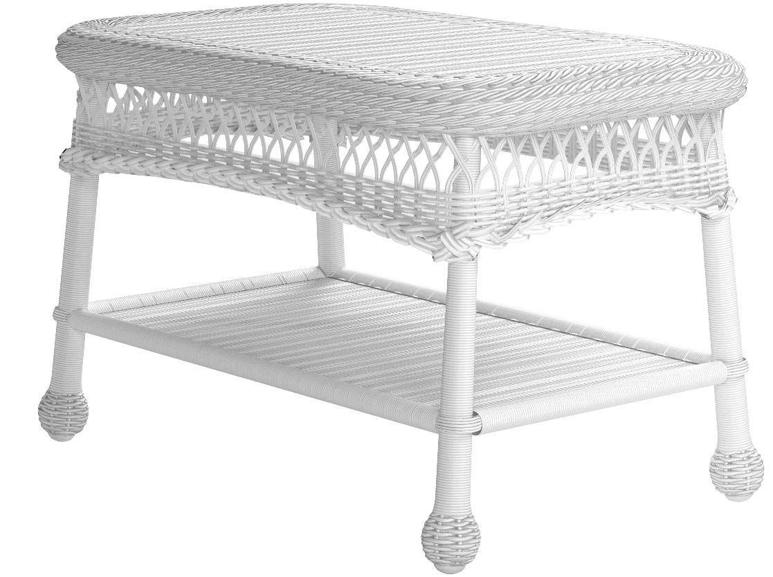 Plow & Hearth 39006-BWH Easy Care Outdoor Resin Wicker Coffee Table, 29.5" L x 17.5" W x 18.5" H, Ivory