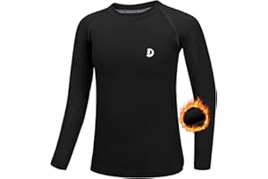 Dizoboee Youth Boys Thermal Compression Shirt Long Sleeve Kids Fleece Baselayers Sports Football Baseball Undershirt
