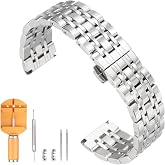 HARFINGTON Stainless Steel Watch Band Quick Release Metal Polished Watchband Replacement Butterfly Clasp Watch Strap