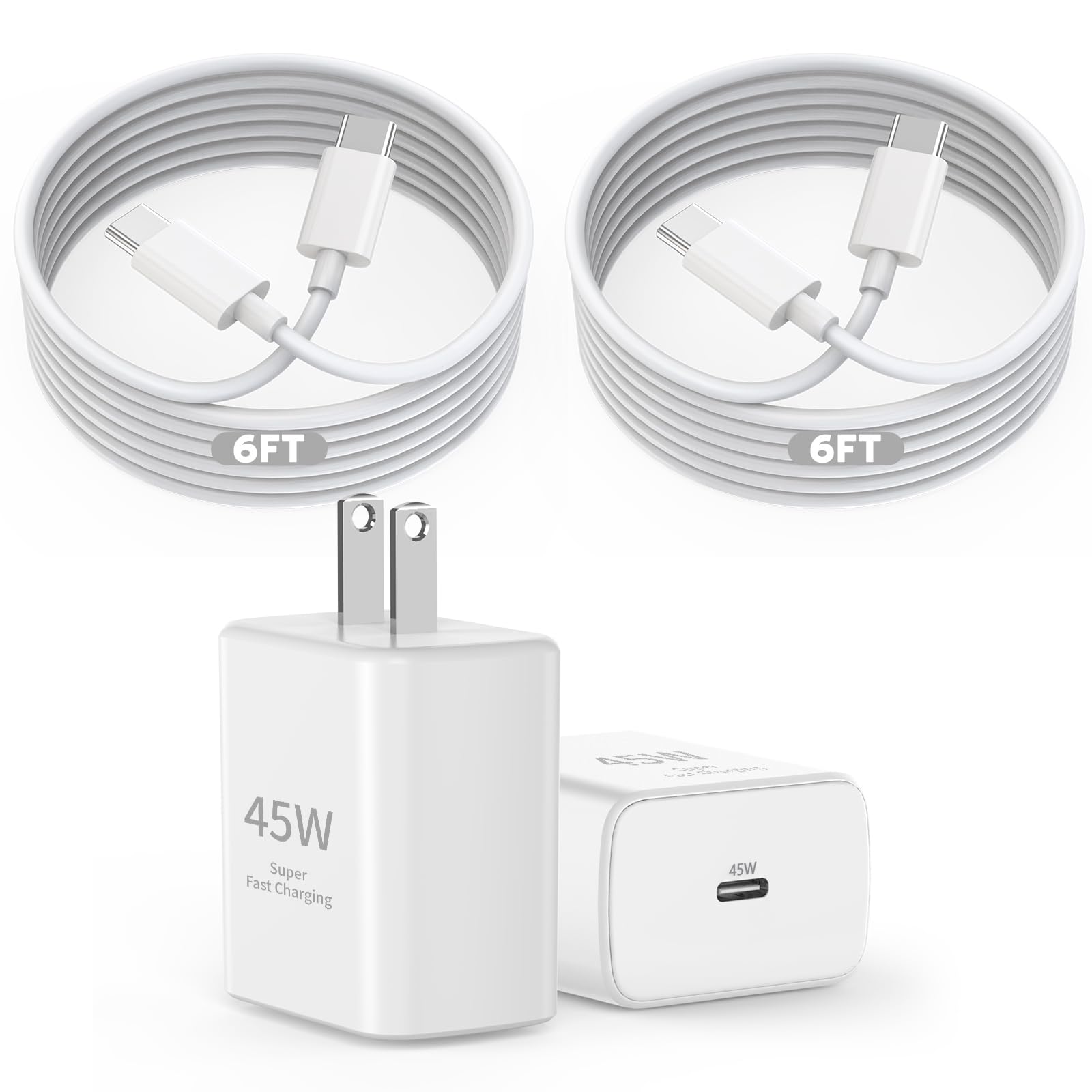 Photo 1 of [Apple MFi Certified]Fast Charging USB C Cable for iPhone 17 16 15 Pro, 2Pack Long 6Foot Type C Charger Cord 45W USB C Charger Block Quick Charging for iPhone 17 Air/17 16 15 Pro/Plus/Pro Max,iPad Pro