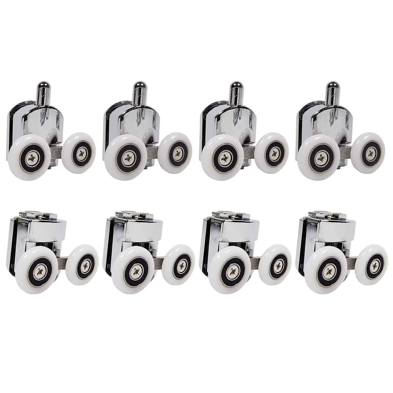 Twin Shower Door Rollers Runners Wheels Pulleys Wheel Diameter Top Bottom Bathroom Replacement Parts (25mm-8pcs)