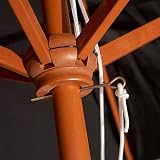 Kingfisher 2.4m Wooden Garden Parasol Black Polyester Canopy Hardwood Pole view 3