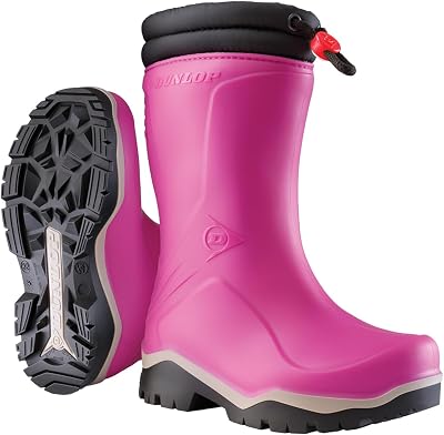 Dunlop Blizzard Kids Wellington Boots Unisex Pink Grey Black Waterproof