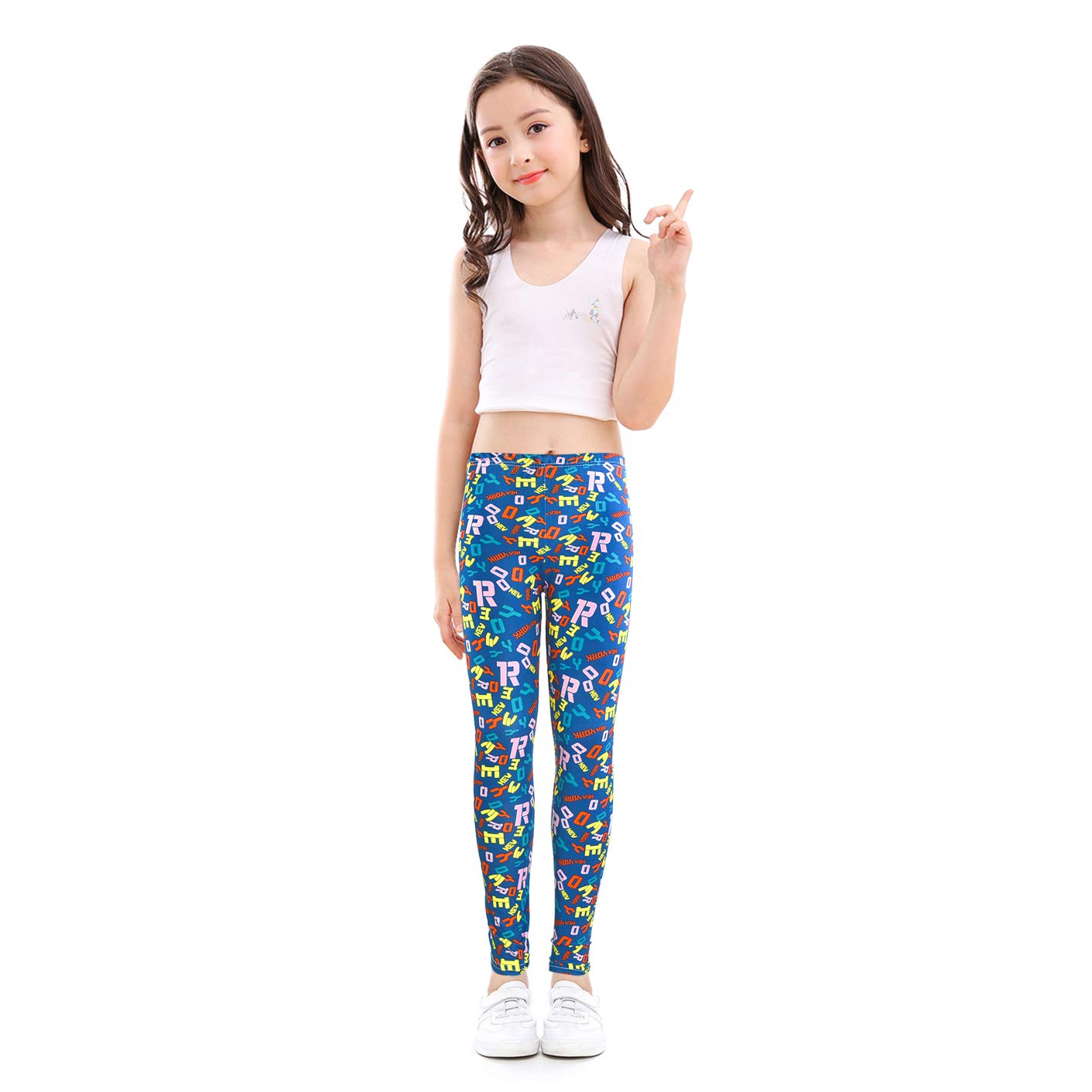 slaixiu Girls Leggings Stretchy Kids Pants Classic Printing Flower Pattern(GP02_No.4_65#)