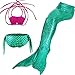 LILYFUN 3PCS Girls Mermaid Tail Swimsuit for Swimming Bikini Princess Dress Up Can Add MonoFins