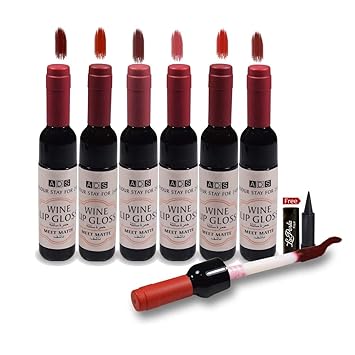 ADS Wine Lip Gloss Lipstick Meet Matte 24 Hours Pack Of 6-A0747B Free LaPerla Kajal