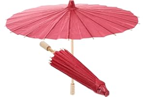 Didiseaon 2pcs Chinese Paper Umbrella Parasol Rainproof Handmade Japanese Oiled Paper Umbrella For Dancing Prop Wedding Party Decor White