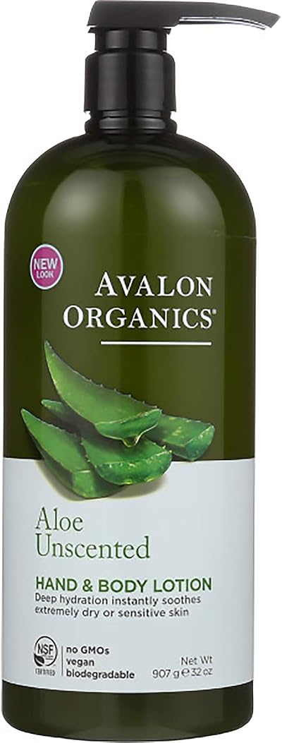 Avalon Organics Aloe Unscented Hand Body Lotion 32 oz Dry Sensitive Skin Organic