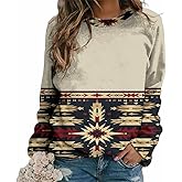 LOAIHA Western Sweatshirts for Women Native American Cowgirl Hoodies Aztec Shirts Long Sleeve Tops Blouses Fall Outfit
