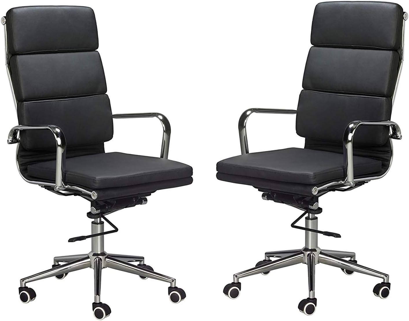 US Office Elements Ergonomic Pu Leather High Back Executive Office Chairs – Adjustable Height Swivel Chair with Lumbar Support – Pack of 2, Suitable for All Heights …