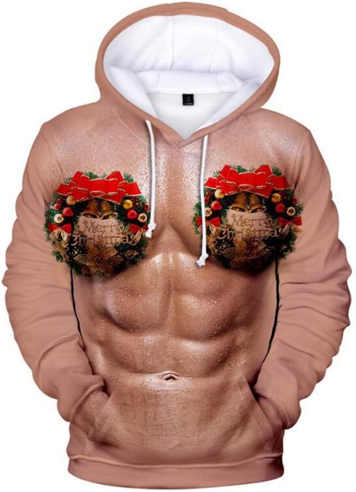 3D Christmas Snowman Digital Print Couple Hoodie Sweater Warm Top Sweatshirt Christmas Snowman