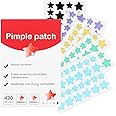 Pimple Patches for Face, Cute Star Zit Covers, Stars Hydrocolloid, with Tea Tree, Salicylic Acid & Cica Oil (10mm&12mm) 420 Count