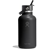Hydro Flask Water Bottle - Insulated Stainless Steel - Wide Straw Lid, Non Spill, Leakproof in 64 Oz Tonal Black