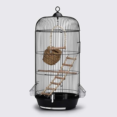 Amazon Co Jp 犬小屋 ケージ 大きな丸い鳥かご 芸術的な丸い鳥かご ステンレス鋼の鳥かご 大きなオウムの鳥かご 引き出しトレイ Color Black Size 33 33 74cm ホーム キッチン