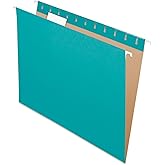 Pendaflex Recycled Hanging Folders, Letter Size, Aqua, 1/5 Cut, 25/BX (81616)