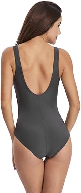 Womens One Piece Swimsuit Tummy Control Striped Monokini Open Back view 5