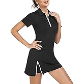 FKEEP Women's Tennis Golf Dress Outfits Athletic Workout Dress with Shorts and Pocket Sport Dresses